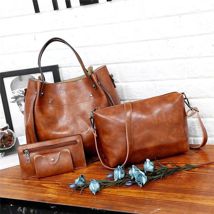 Greta™ - Vintage 4-Piece Leather Bag Set