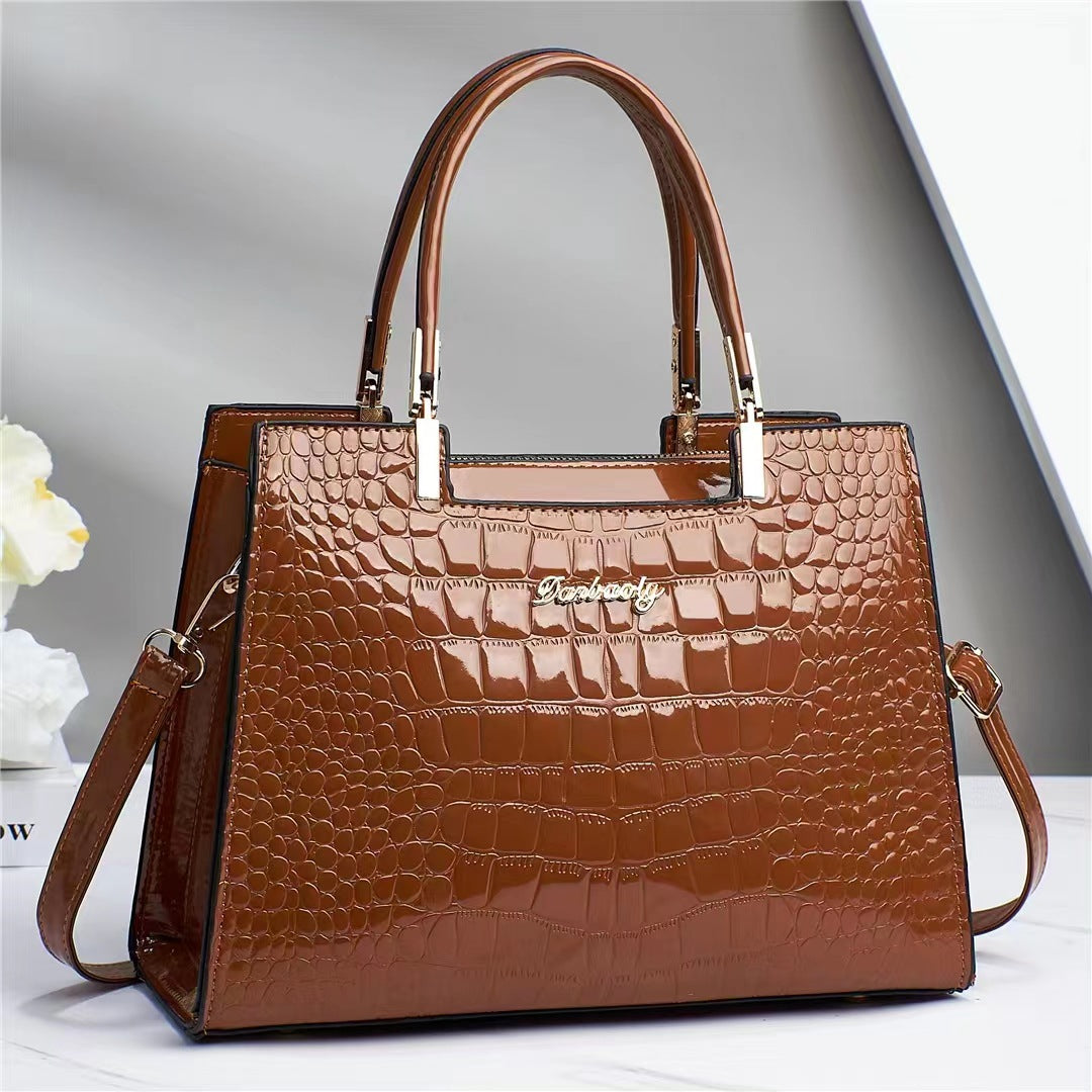 Lola™ - Shiny Crocodile Pattern Leather Handbag