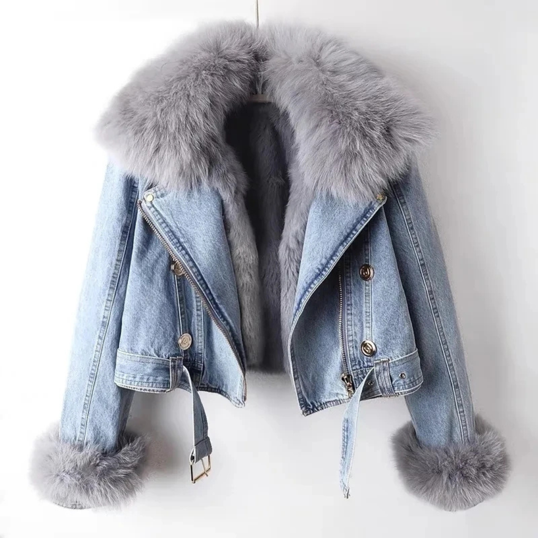 Faux Fur Collar Denim Jacket