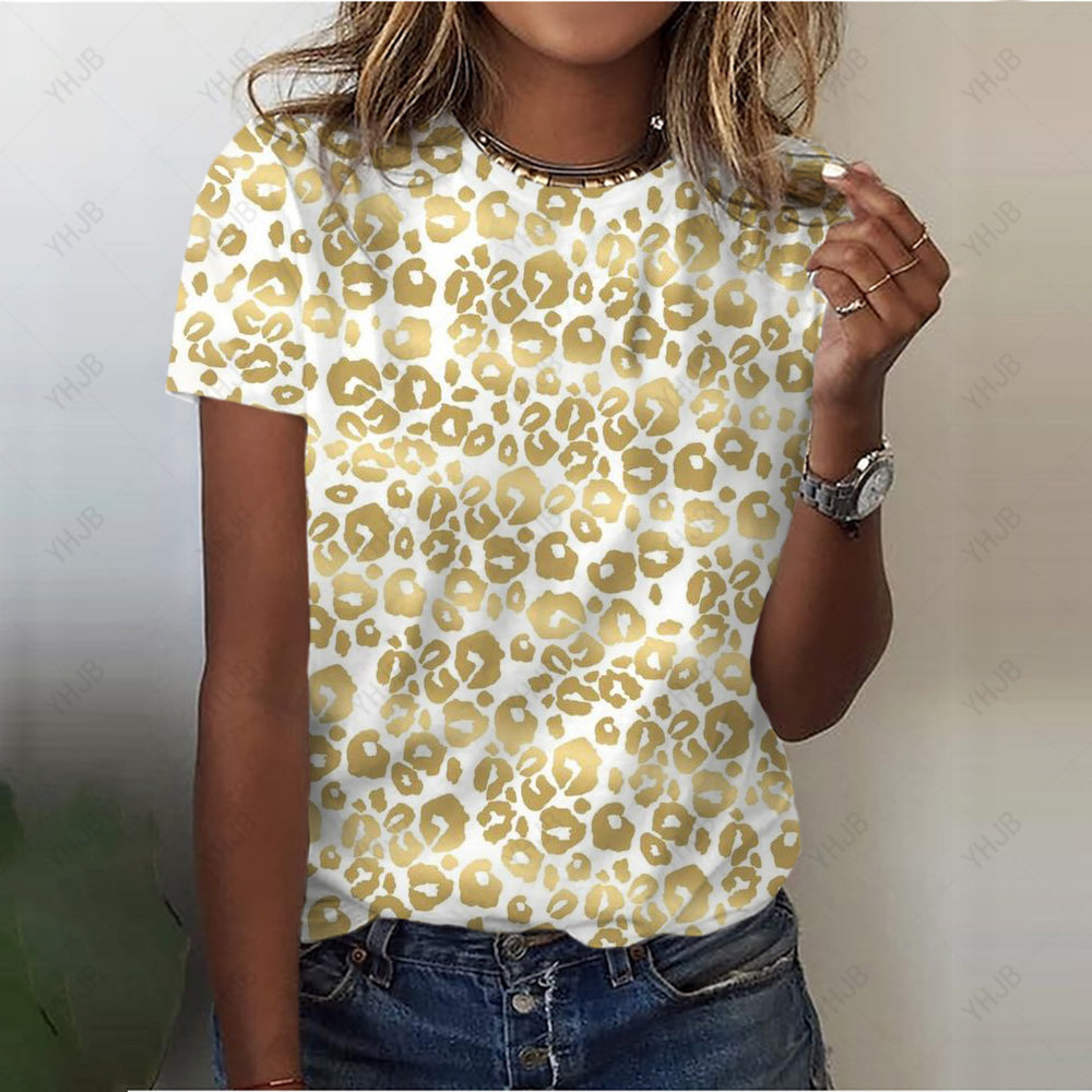 Leah Leopard Print 3D T-Shirt