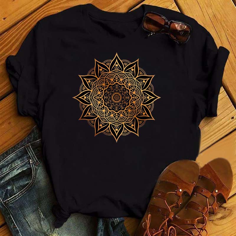 Maycaur Mandala Flower Print T-Shirt