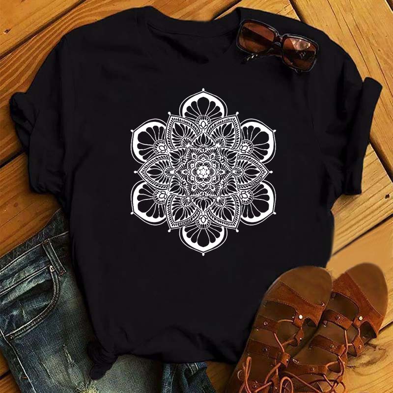 Maycaur Mandala Flower Print T-Shirt