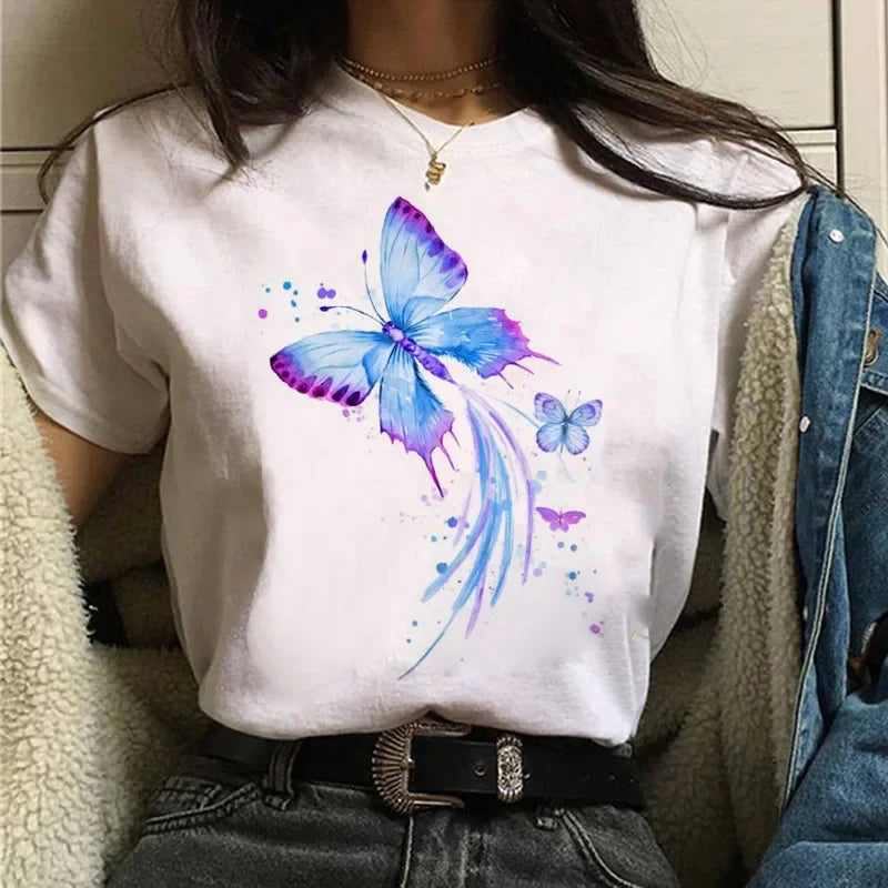 Butterfly Print T-Shirt for Summer