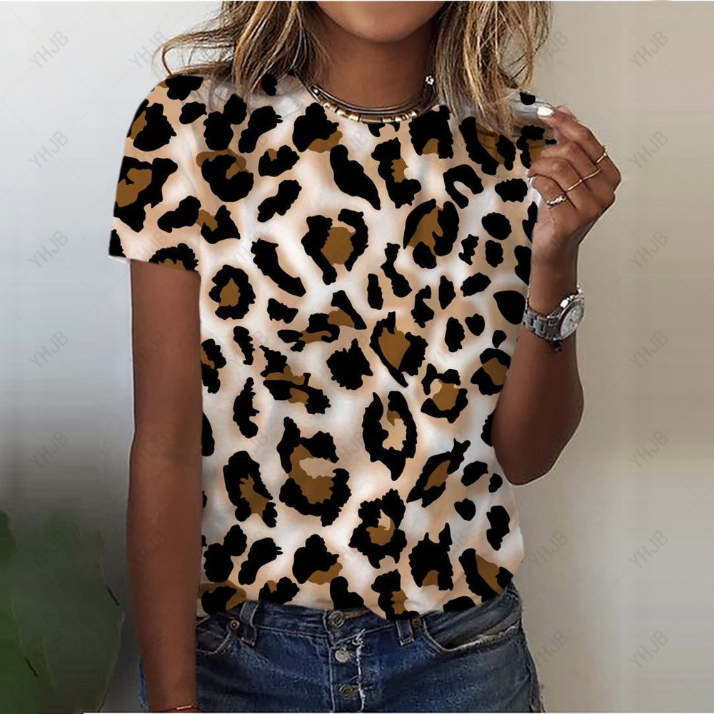 Leah Leopard Print 3D T-Shirt