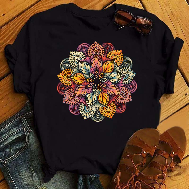 Maycaur Mandala Flower Print T-Shirt