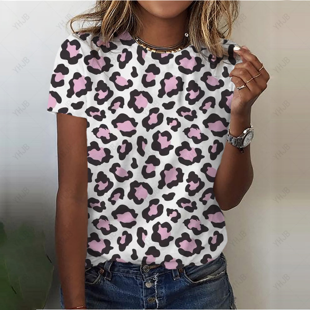 Leah Leopard Print 3D T-Shirt