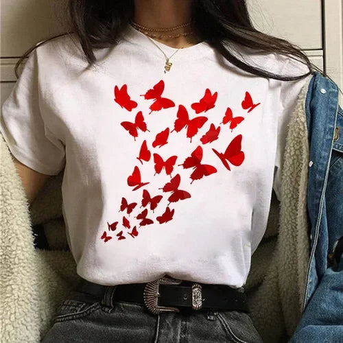 Butterfly Print T-Shirt for Summer