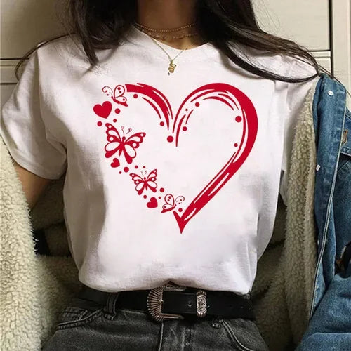 Butterfly Heart Print T-Shirt