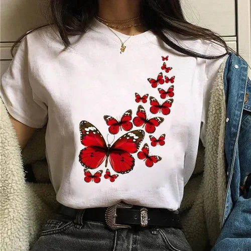 Butterfly Print T-Shirt for Summer