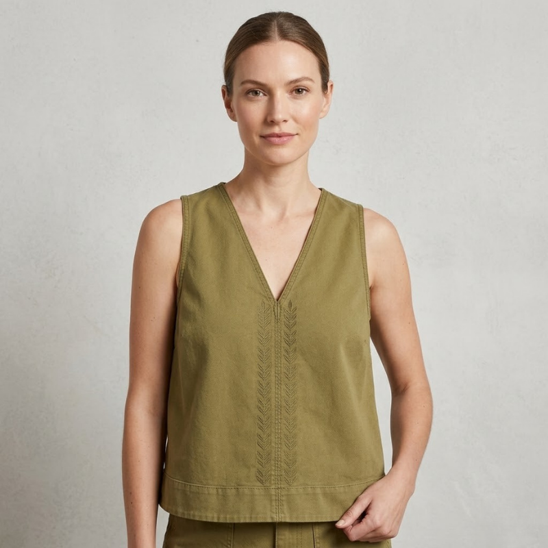 Sleeveless top with V-neck top